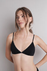 HI&BYE Brasier triangular de algodón con copas extraíbles negro negro