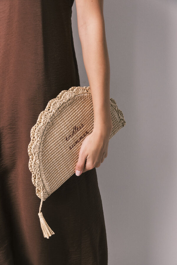 Women'secret Neceser de rafia bolsa de mano caf&eacute;
