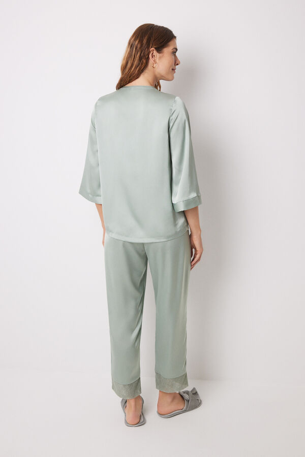 Womensecret Pijama larga chiffon verde verde
