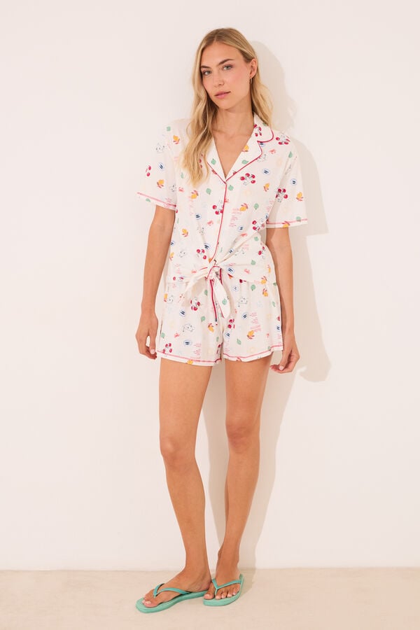 Womensecret Pijama camisera short de Moomin 100% algodón marfil
