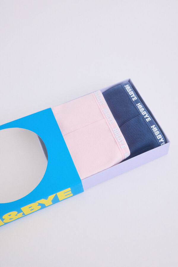 Womensecret Pack 2 bragas bóxer rosa, azul blanco