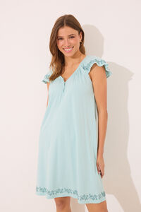 Womensecret Camisón corto 100% algodón verde bordado verde