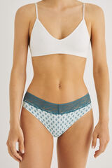 Womensecret Panty algodón encaje estampado verde azul
