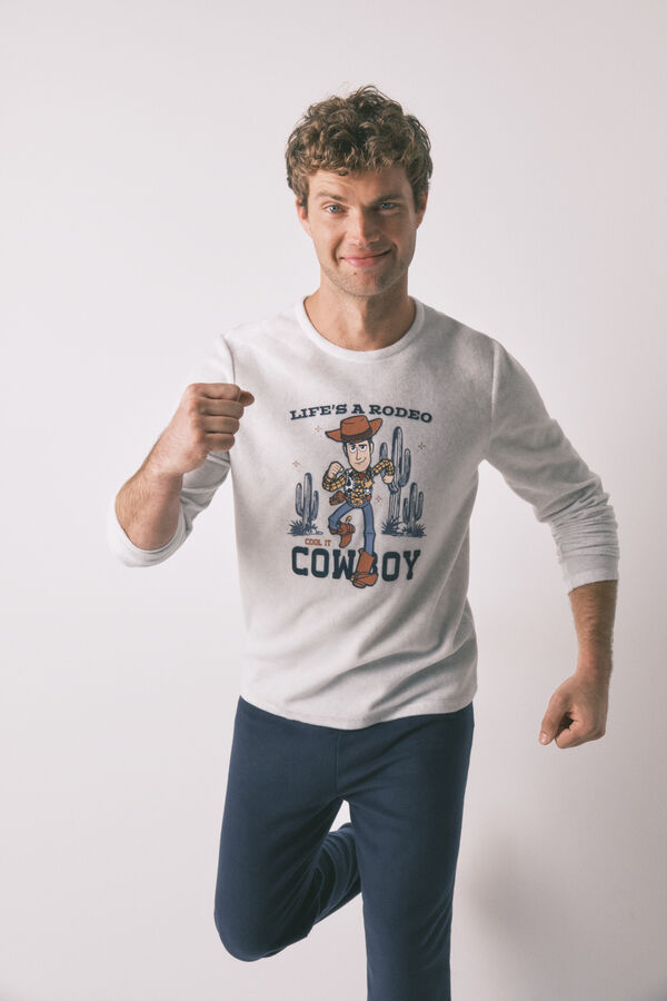 Women'secret Pijama larga de forro polar para hombre "Woody cowboy" gris