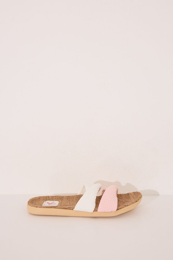 Womensecret Pantuflas para casa de nudo de rafia abiertas blanco
