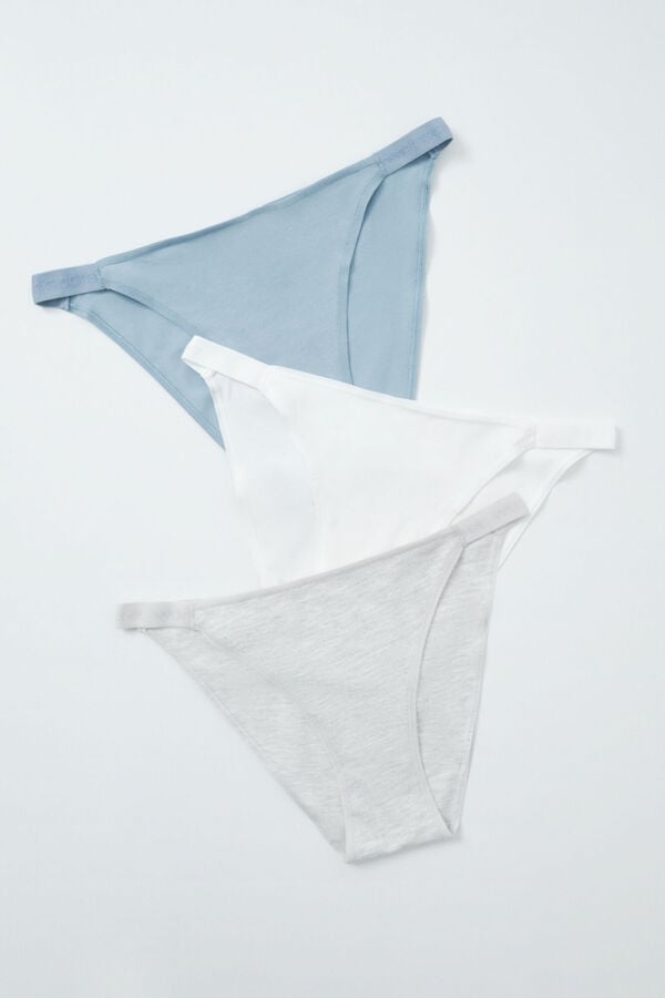 Women'secret Pack 3 bragas cl&aacute;sicas algod&oacute;n mix logo blanco