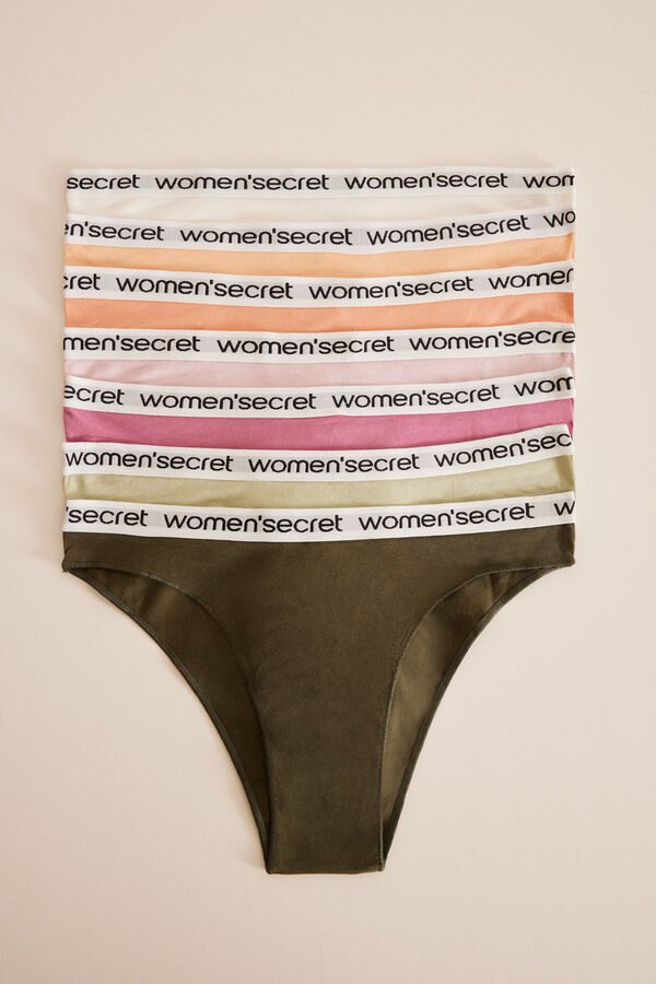 Womensecret Pack 7 panties brasileños algodón logo blanco