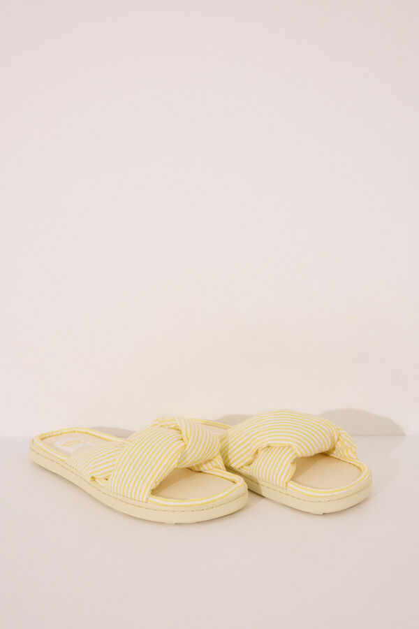 Womensecret Pantuflas para casa de seersucker amarillas amarillo