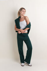 HI&BYE Pantalón acampanado de felpa de algodón verde verde