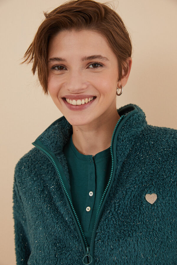 Womensecret Chaqueta pelo lúrex verde verde
