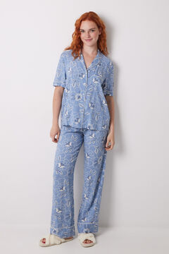 Womensecret Pijama camisera de viscosa con flores azul