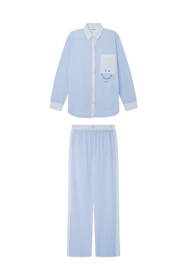 Womensecret Pijama camisera 100% algodón rayas Smiley  estampado