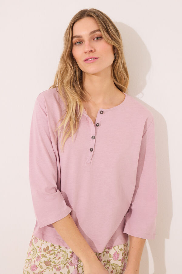Womensecret Playera manga manga larga 100% algodón color rosa rosa