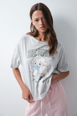 Women'secret Playera de algod&oacute;n con estampado gris gris