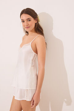 Womensecret Pijama corta satín blanco marfil