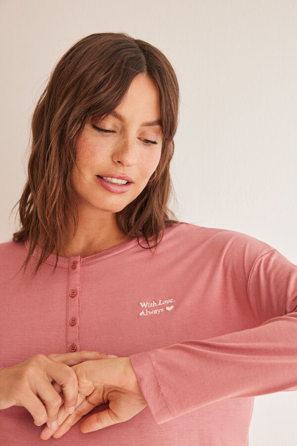 Womensecret Pijama larga "maternity" flores rosa rosa