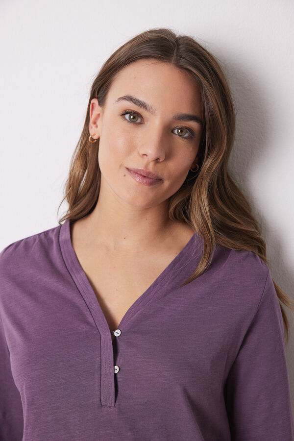 Womensecret Playera manga larga 100% algodón morado rosa
