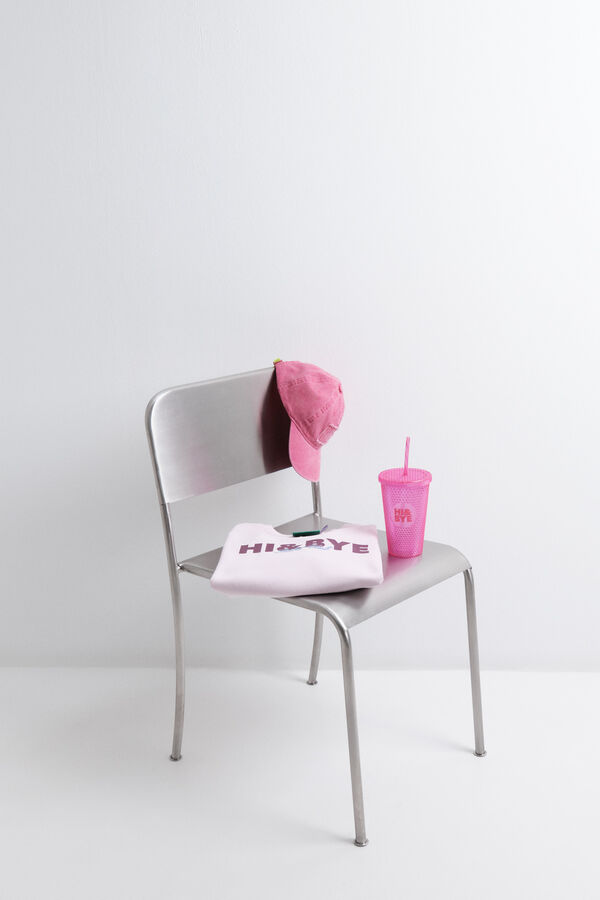Womensecret Vaso de plástico con pajita integrada y botella de vino. púrpura