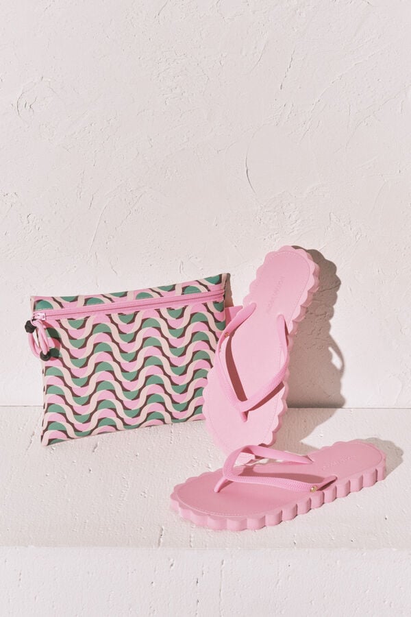 Women'secret Chanclas de dedo efecto ondas rosa rosa