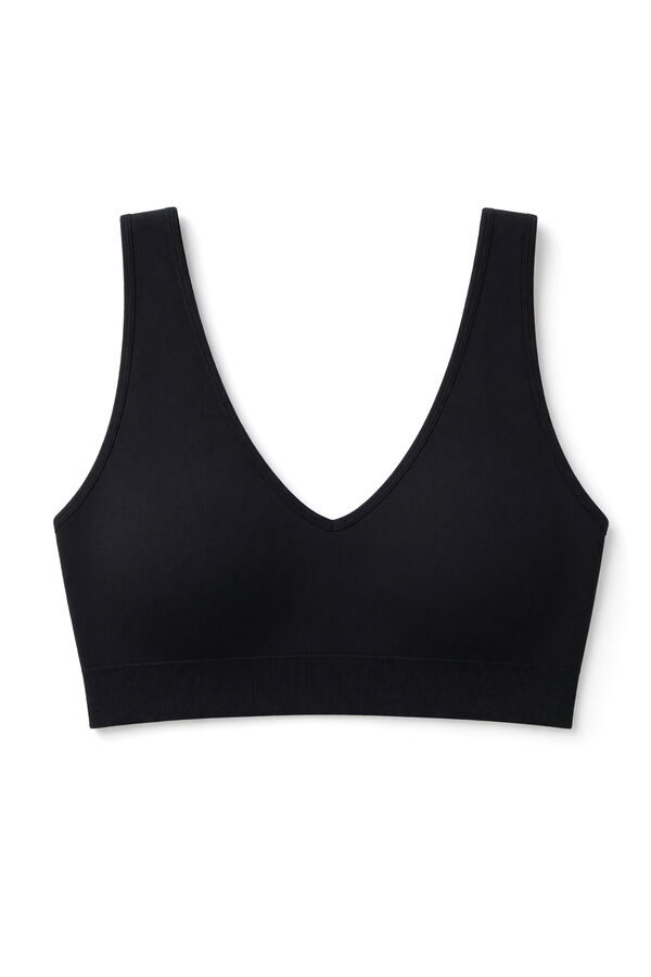 Women'secret Brasier top halter de microfibra negro negro