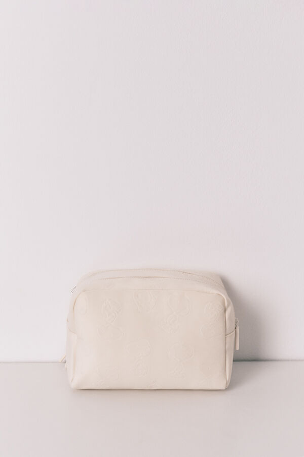 Women'secret Neceser grande de neopreno con estampado de Snoopy en color blanco marfil