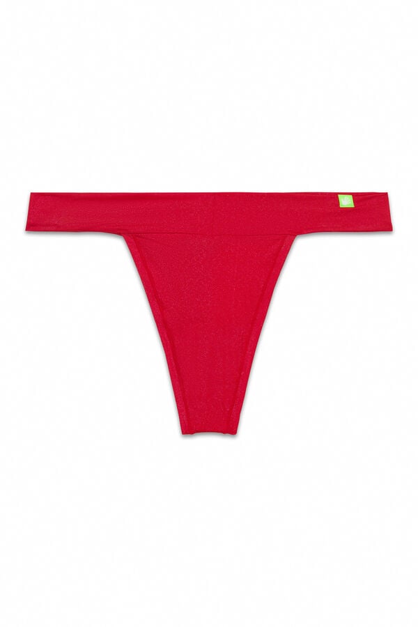 HI&BYE Tanga de microfibra roja brillante rojo
