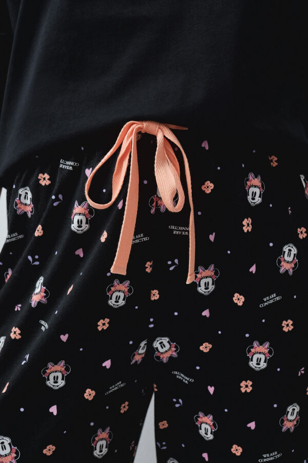 Women'secret Pijama larga de algod&oacute;n Minnie Halloween negro