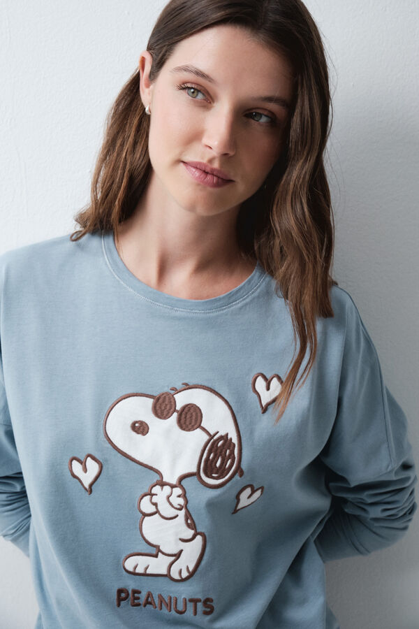 Women'secret Pijama larga Snoopy 3D azul
