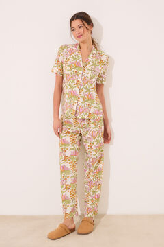 Womensecret Pijama camisera de viscosa con estampado floral blanco
