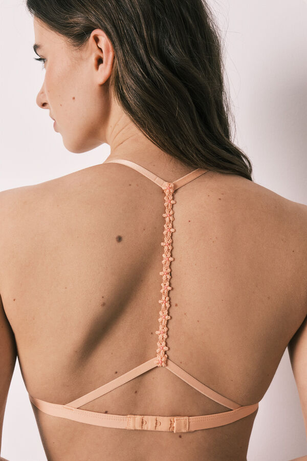 Women'secret Brasier triangular naranja bordado flores NATURAL coral