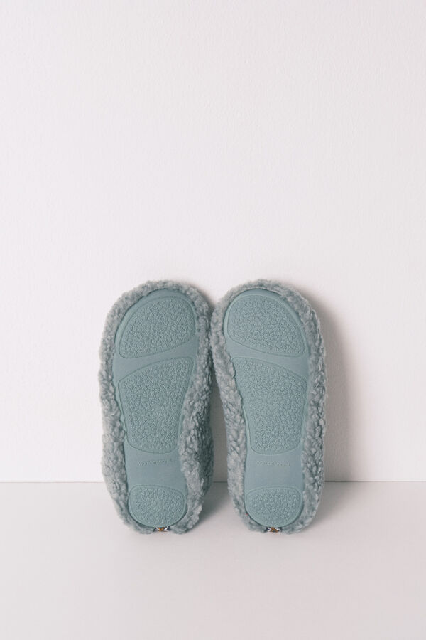 Women'secret Pantuflas para casa de borrego verde verde