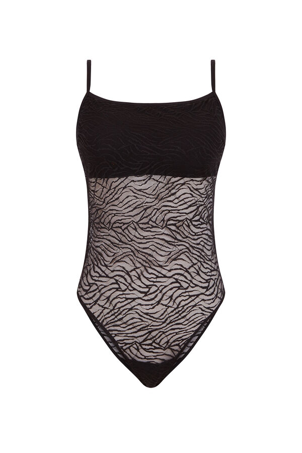 Womensecret Body de encaje de cebra negro negro