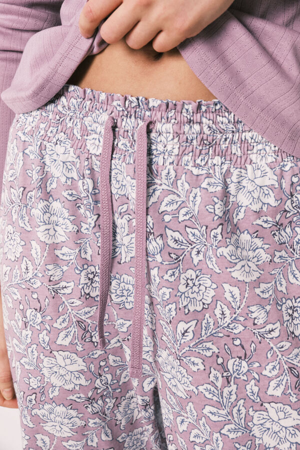 Women'secret Pijama larga estampado de flores rosa rosa