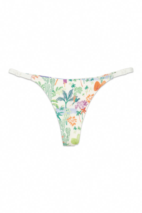 Womensecret Panty de bikini tanga con paisaje tropical  estampado