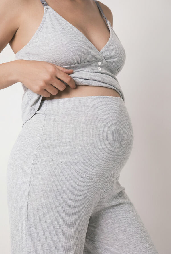 Women'secret Pijama larga maternity de tirantes gris gris