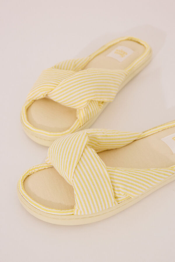 Womensecret Pantuflas para casa de seersucker amarillas amarillo