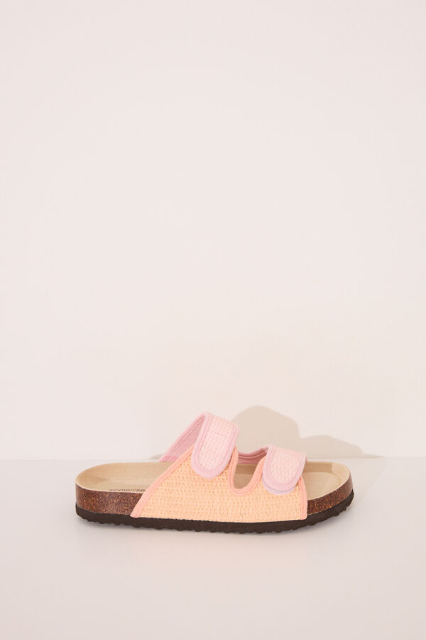 Womensecret Chanclas bio efecto rafia color rosa salmón blanco