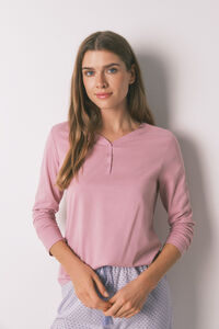 Women'secret Playera de manga corta de algodón cepillado rosa