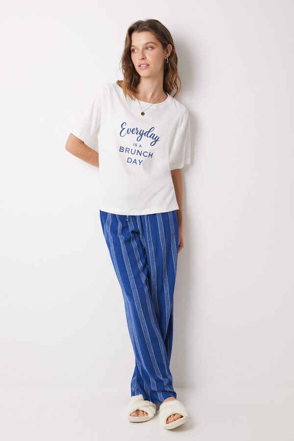 Womensecret Playera manga corta 100% algodón marfil marfil