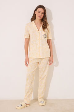 Womensecret Pijama camisera de algodón con estampado floral de Little Miss Mr. Men  amarillo