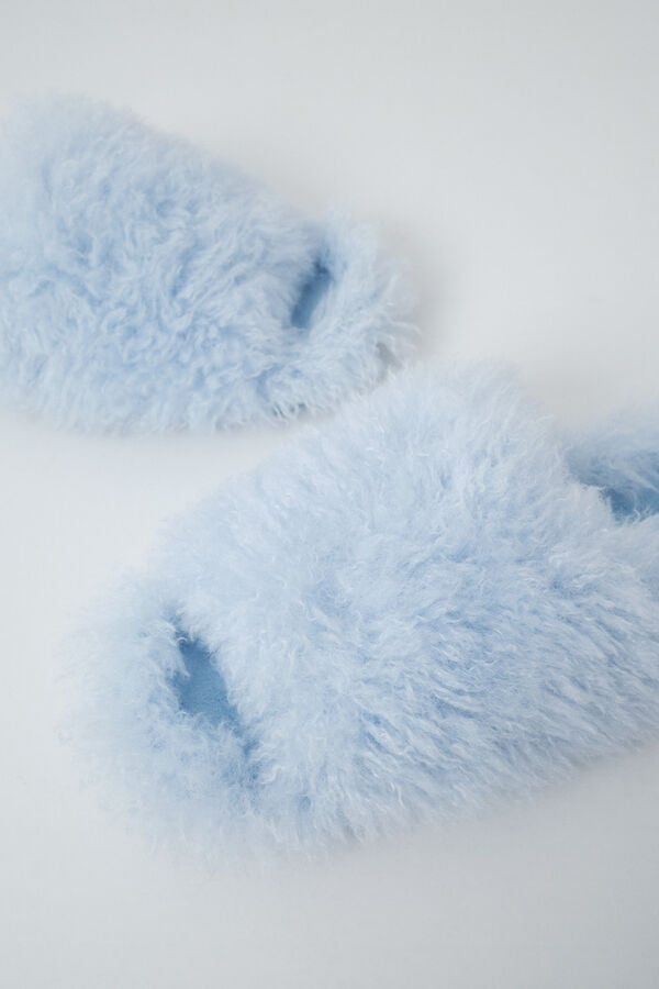 Women'secret Pantunflas de peluche azul azul