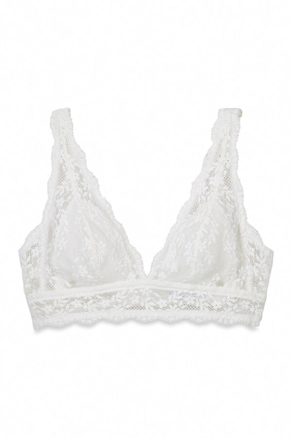 Womensecret Brasier triangular con encaje cuello halter y relleno LOVELY marfil