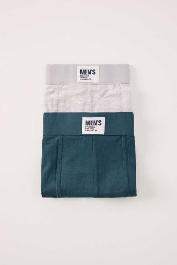 Womensecret Pack 2 calzones bóxer algodón gris y verde verde
