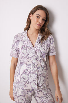 Womensecret Pijama camisera 100% algodón flores  morado/lila