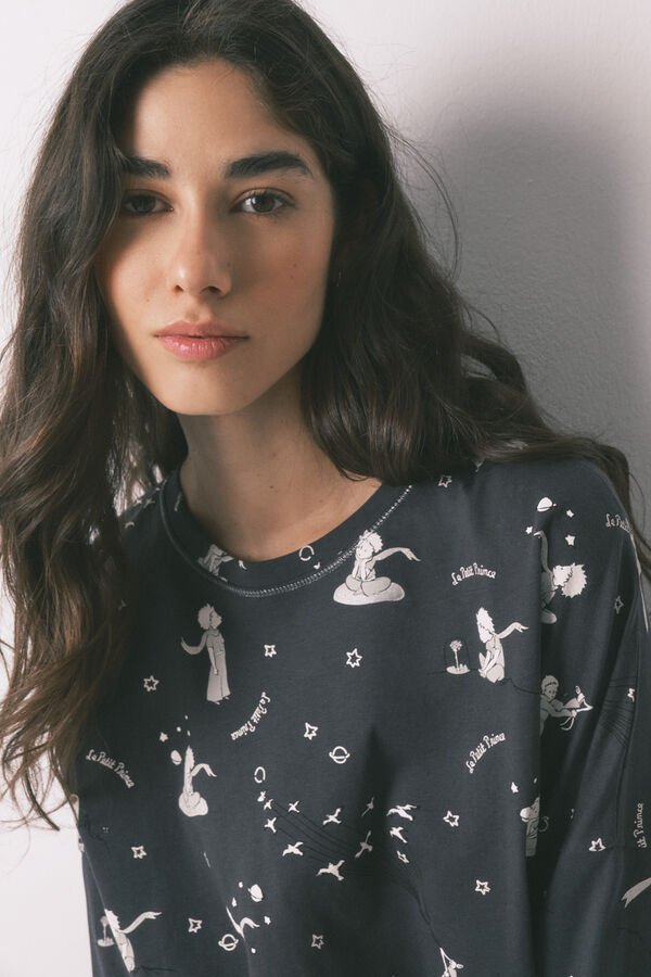 Women'secret Pijama larga de 100% algod&oacute;n gris El Principito gris