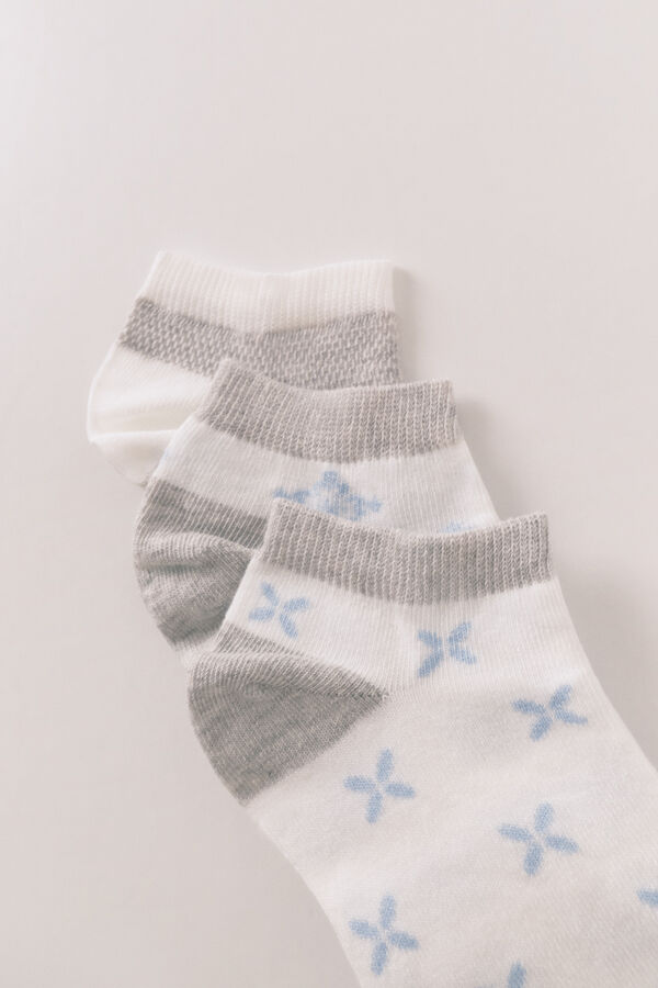 Womensecret Pack de 3 calcetines short con estampado mediterráneo estampado