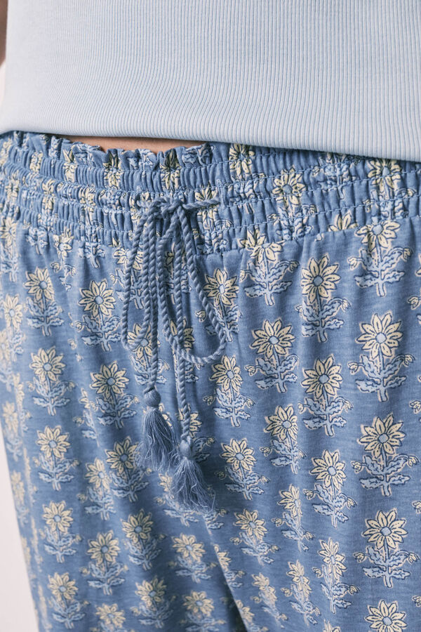 Women'secret Pijama larga de algod&oacute;n de manga corta azul azul