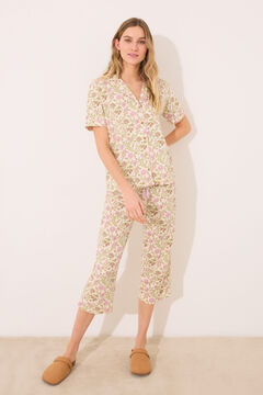 Womensecret Pijama camisera 100% algodón con estampado de flores estampado