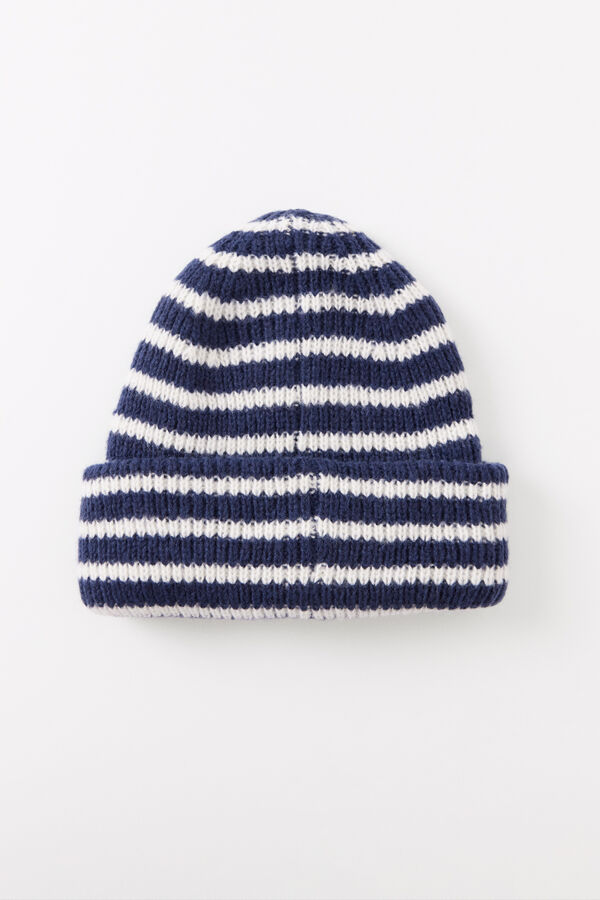 Womensecret Gorro tipo beanie rayas navy azul