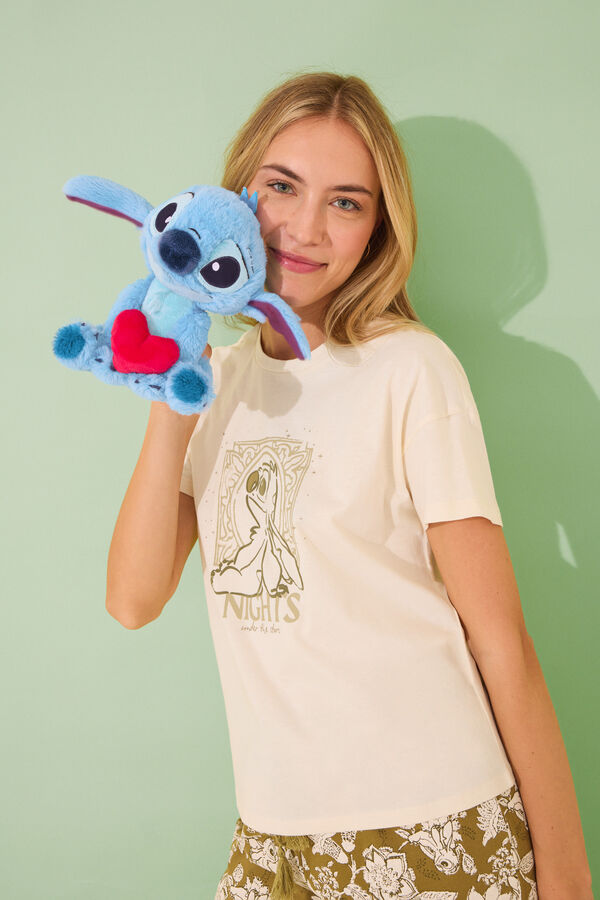 Womensecret Pijama capri de algodón de Lilo & Stitch marfil
